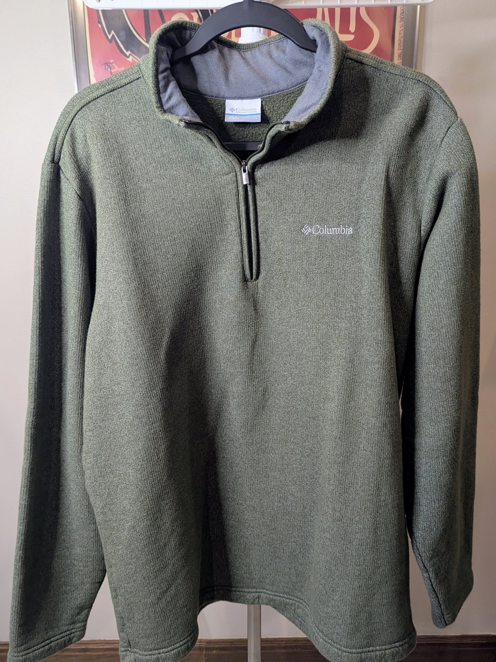 $20 Columbia Men's L Great Hart Mountain III Quarter Zip Fleece Pullover Green